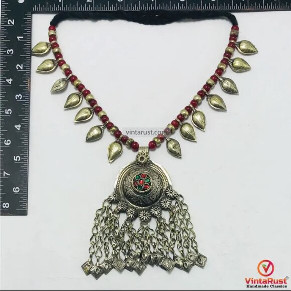 Traditional Afghan Pendant Necklace, Handmade Tribal Necklace - Picture 8 of 11